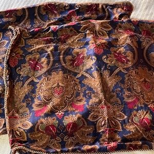 CHAPS Home Regent Damask Cotton Pillow Shams Navy Gold Burgundy Pair